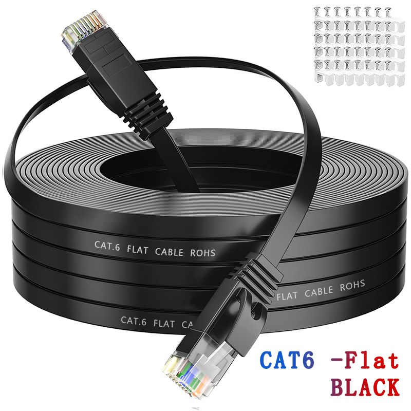 HENGSUR High-Speed Flat Cat6 Ethernet Cable – 5M to 30M RJ45 LAN Patch Cord for Router, Modem, and Gaming