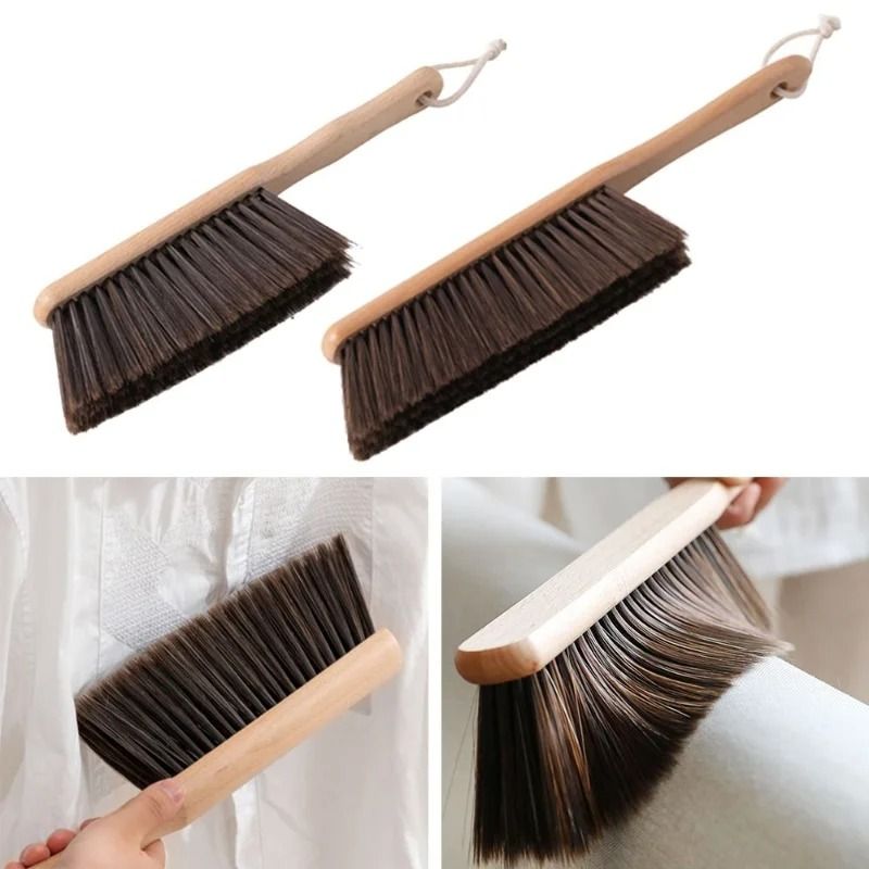 Natural Wood Bristles Brush Anti Static Desktop Bar Grinder Coffee Powder Cleaning Brush