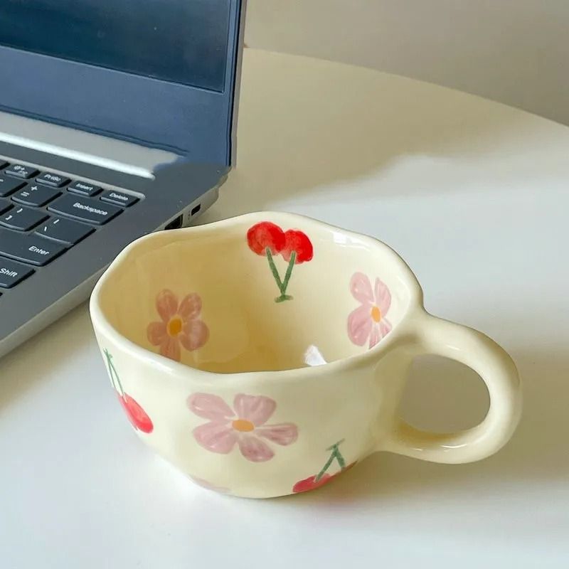 Handcrafted Irregular Flower Ceramic Coffee Mug