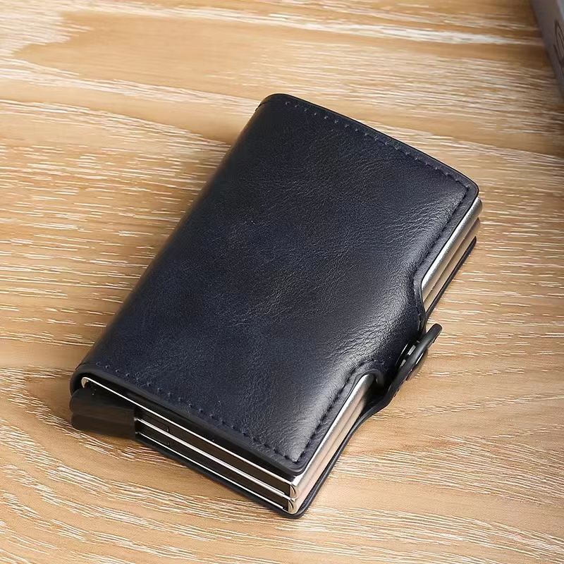 RFIDShield Duo-Alloy Pop-Up Card Wallet – PU Leather & Aluminum Alloy