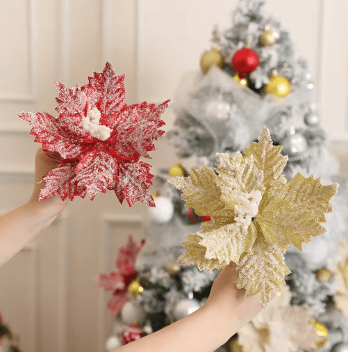 24CM Artificial Christmas Flower Tree Pendant Ornament