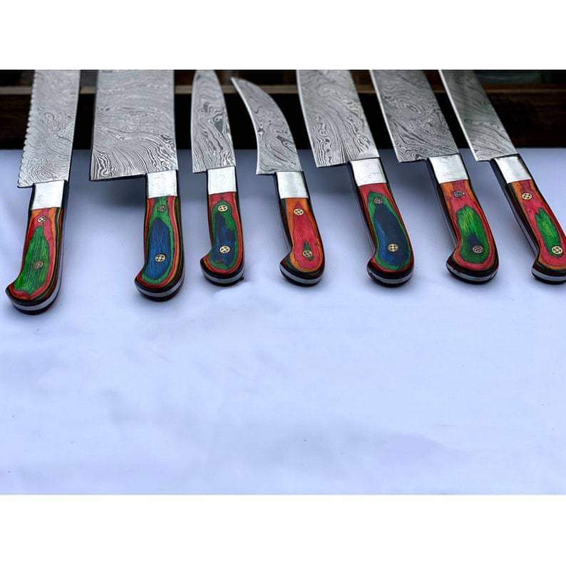 Stainless steel Chef knives, Of 7 Pieces, Custom Handmade, Handmade Chef knives Set ,Personalized Gift For Mother ,