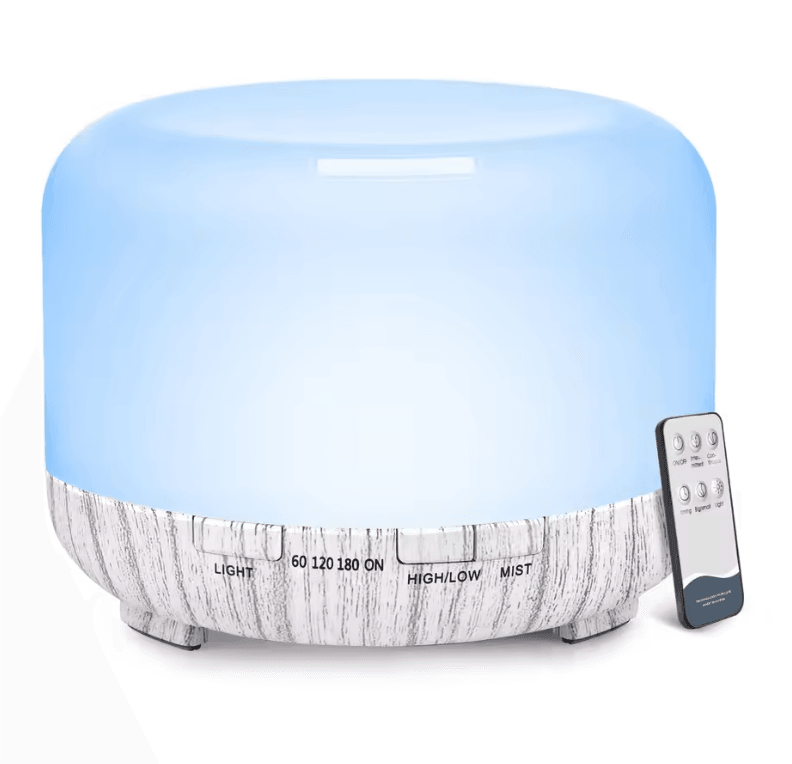 500ml Ultrasonic Essential Oil Diffuser with Remote Control and LED Light for Home or Office