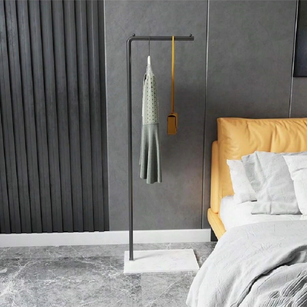 Simple Coat Rack Floor Standing Bedroom Practical Household Storage Rack Light Luxury Modern Single Rod Style Clothing Hat Shelf