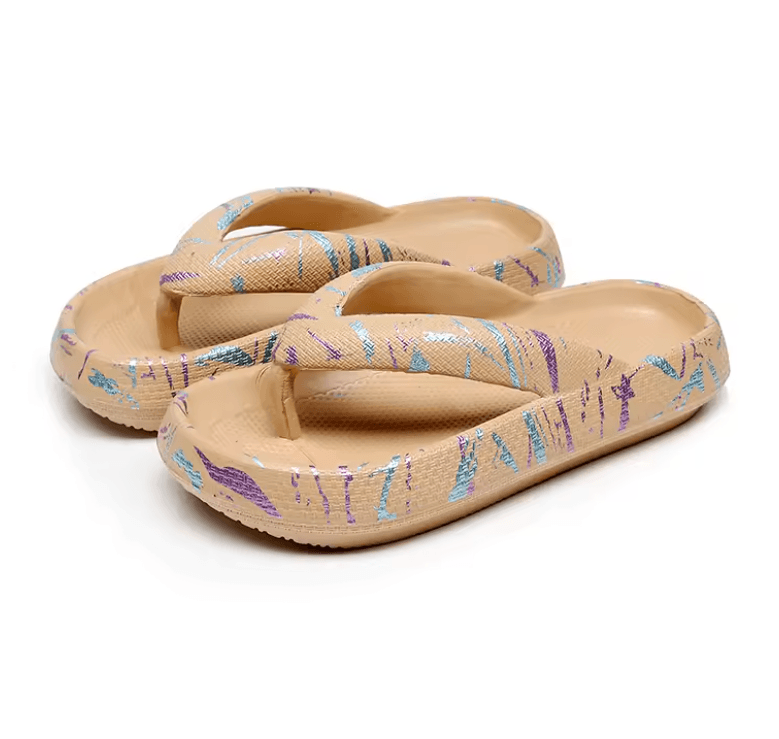 Leopard Cloud Comfort Flip Flops for Women Thick Sole Travel Beach Sandals