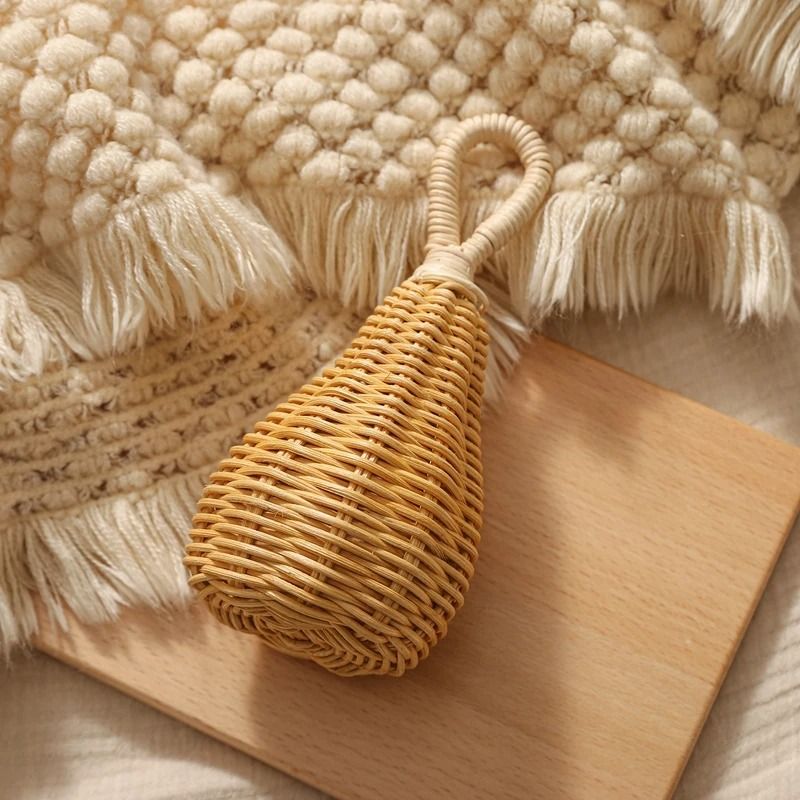 Artisanal Rattan Hand Bell – Handmade Newborn Sensory Toy & Crib Mobile Accessory