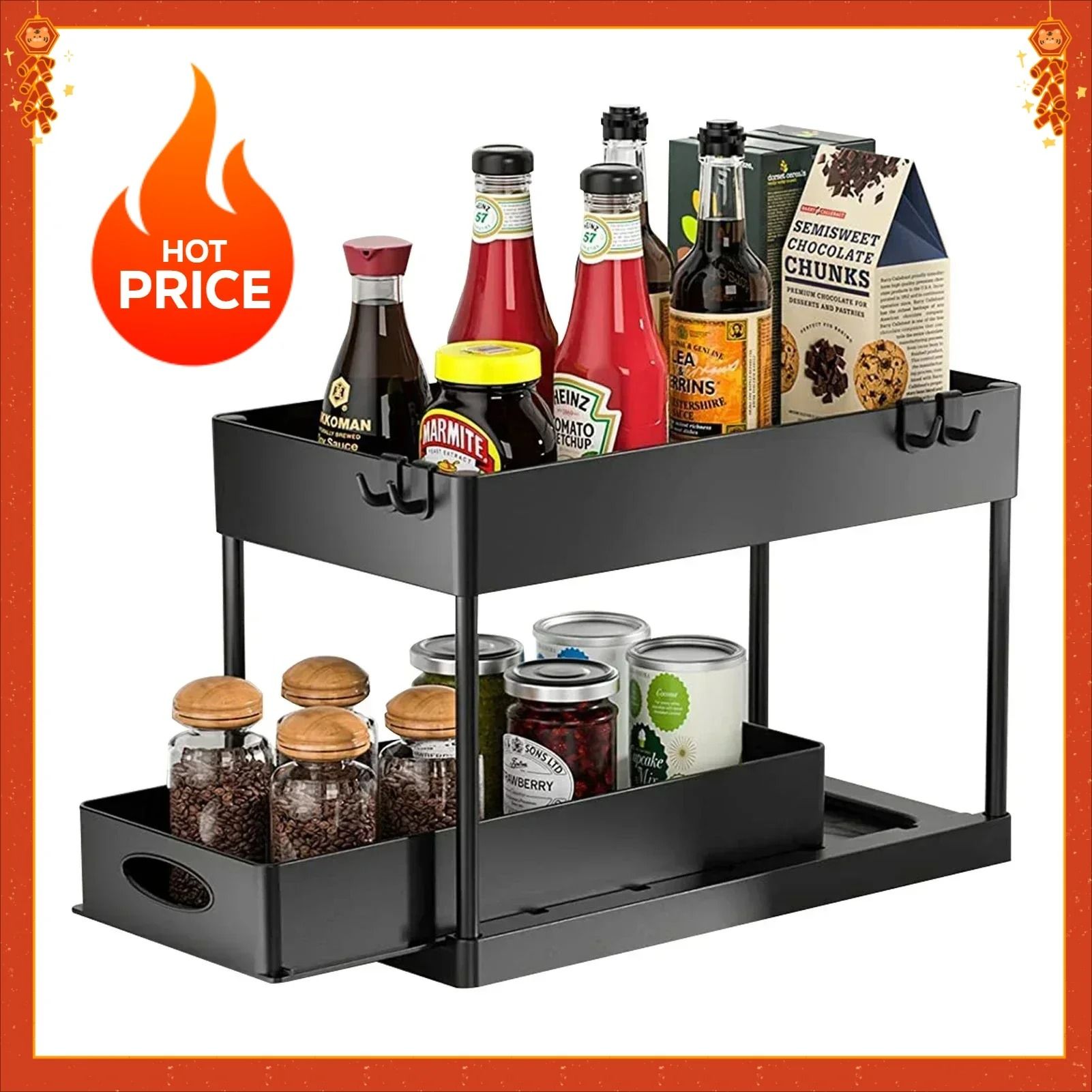 Elite 2-Tier Sliding Under-Sink Cabinet Organizer