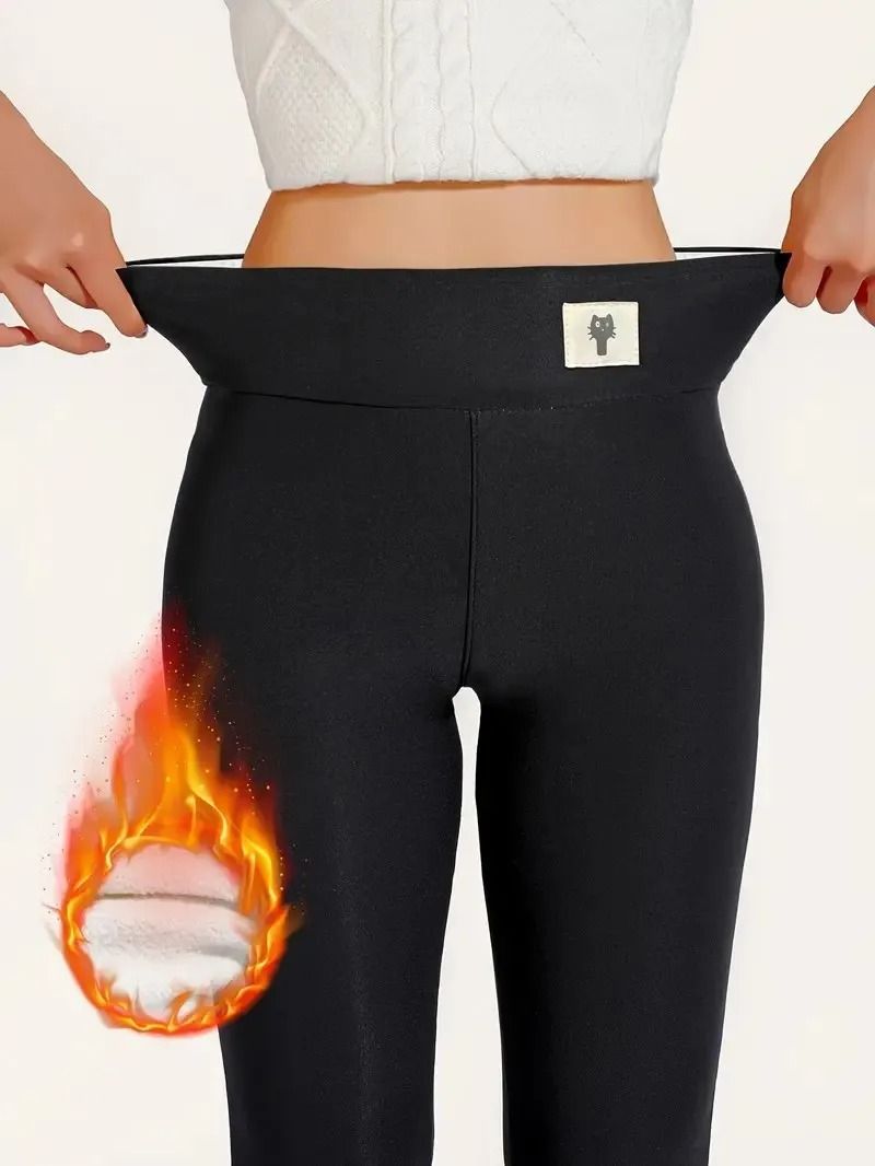 Women Winter High Waist Fleece Lined Warm Leggings Slim Fit Pants