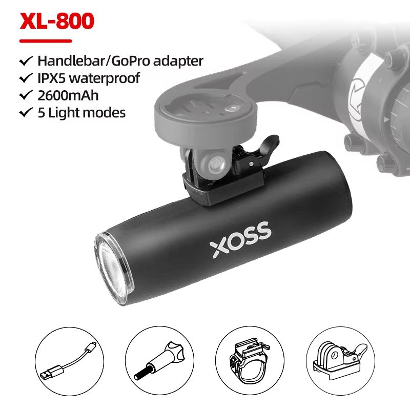 XOSS XL1200 Bike Headlight – 200–3000 Lumen Waterproof Rechargeable Front Bicycle Light with Aluminum Body