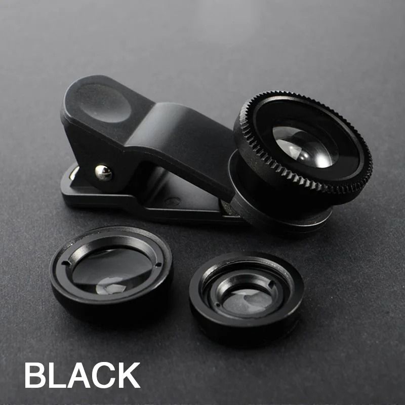 3 in 1 Phone Camera Lens Kit Fisheye Wide Angle and Macro with Clip