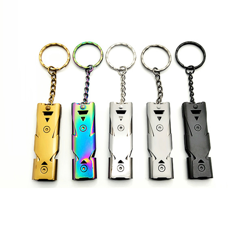 Outdoor Survival Whistle High Decibel Stainless Steel Double Tube Blast Whistle for Earthquake Rescue & Emergency