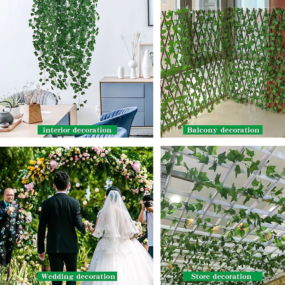 Artificial Ivy Leaf Garland Vines – Lush Hanging Faux Greenery for Wall & Garden Decor