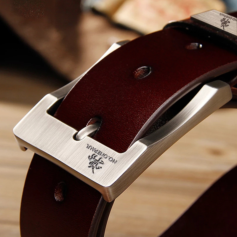 High-Quality Men Leather Casual Belt with Buckle, Denim Business Belt, Designer New