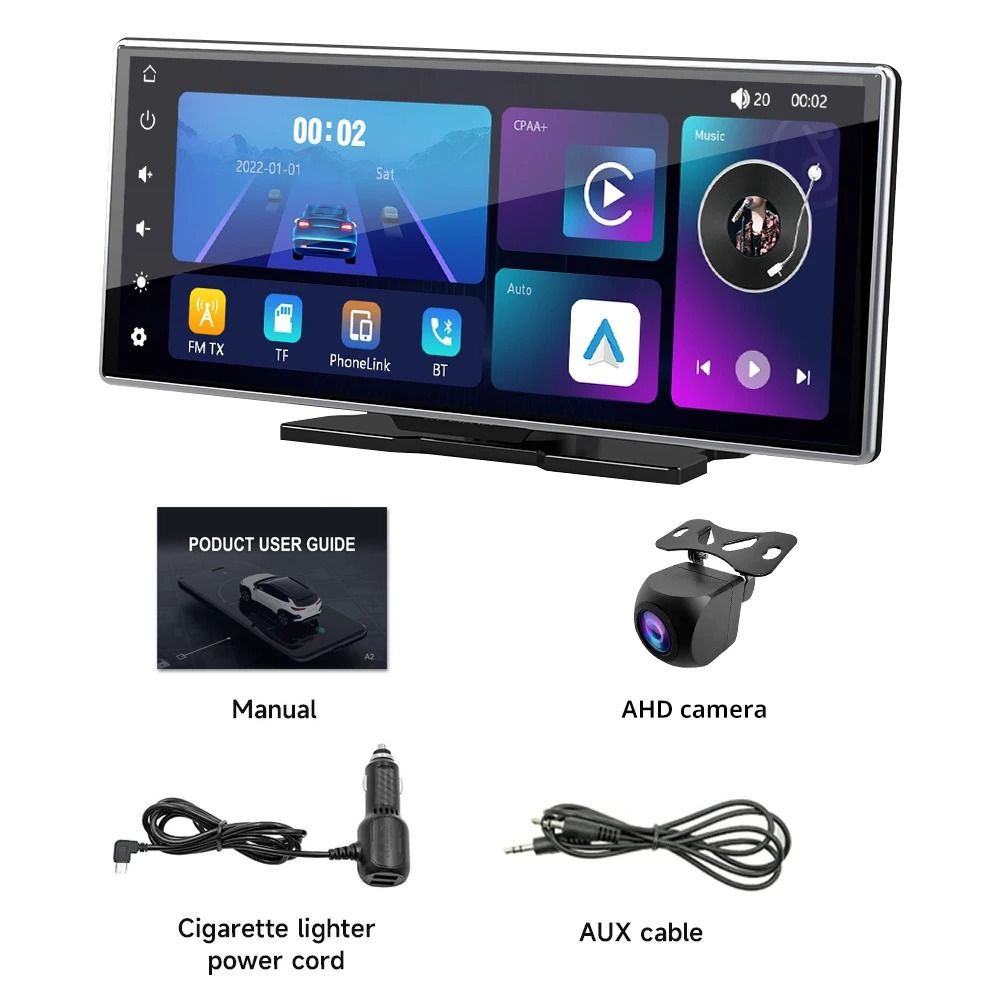 11.26 Inch Touchscreen Car Multimedia Video Player with Dual Lens DVR and Wireless CarPlay