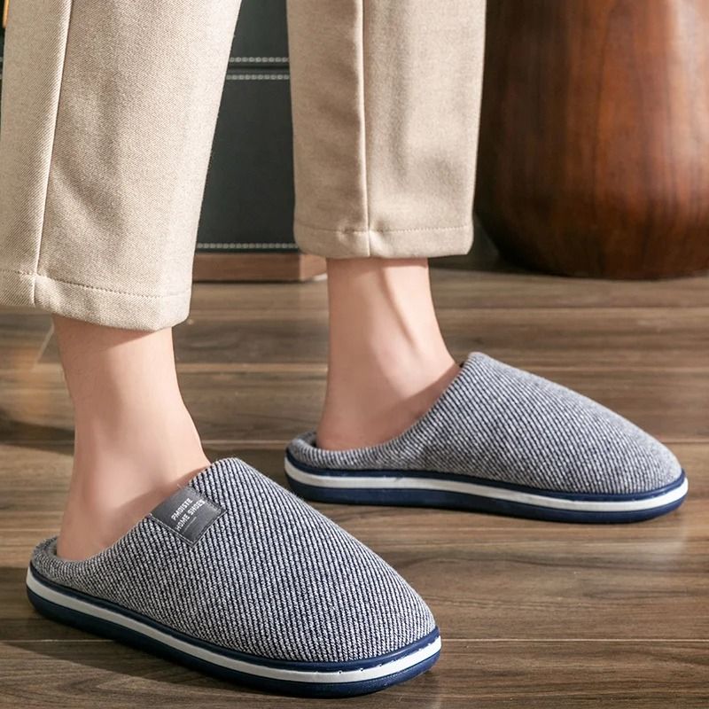 Men Winter Warm Cotton Slippers with Non Slip Sole