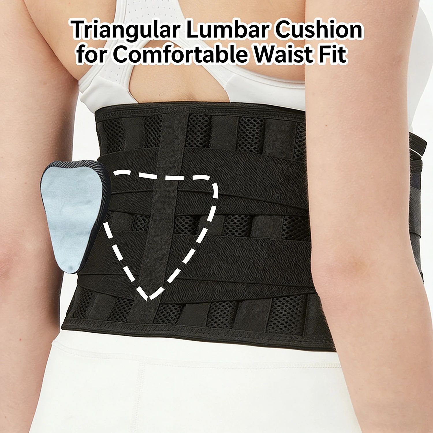 Breathable Sports Back Brace Lower Back Pain Relief Lumbar Support Belt with 6 Stays Anti-Skid