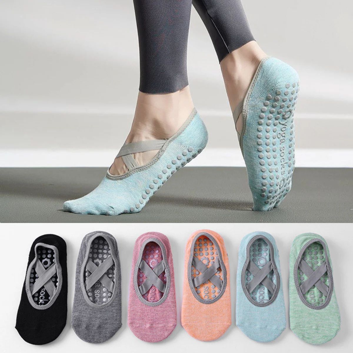 Professional Womens Backless Yoga Socks – Silicone Anti-Slip Ballet & Pilates Grip Socks