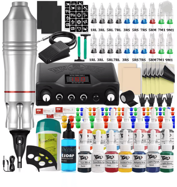 Complete Tattoo Pen Machine Kit Rotary Cartridge Tattoo Starter Set