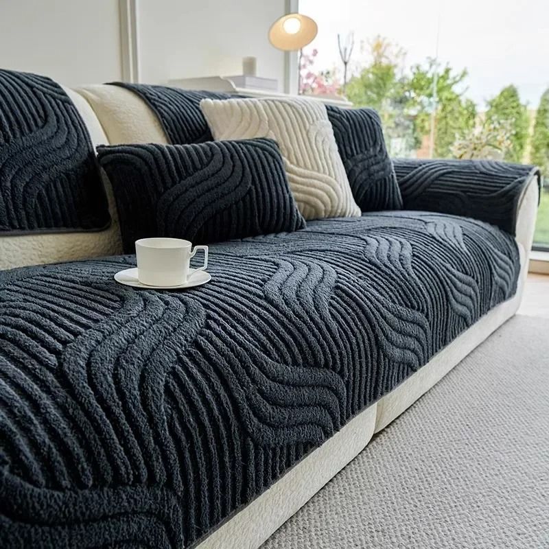 Plush Sofa Cover Non Slip Thick Couch Slipcover Mat