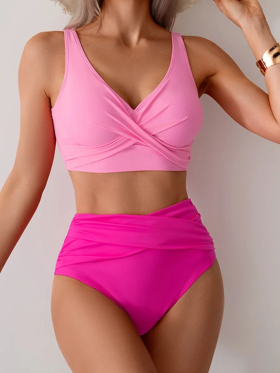 VigoBreviya Strapped High Waist Push Up Bikini Set