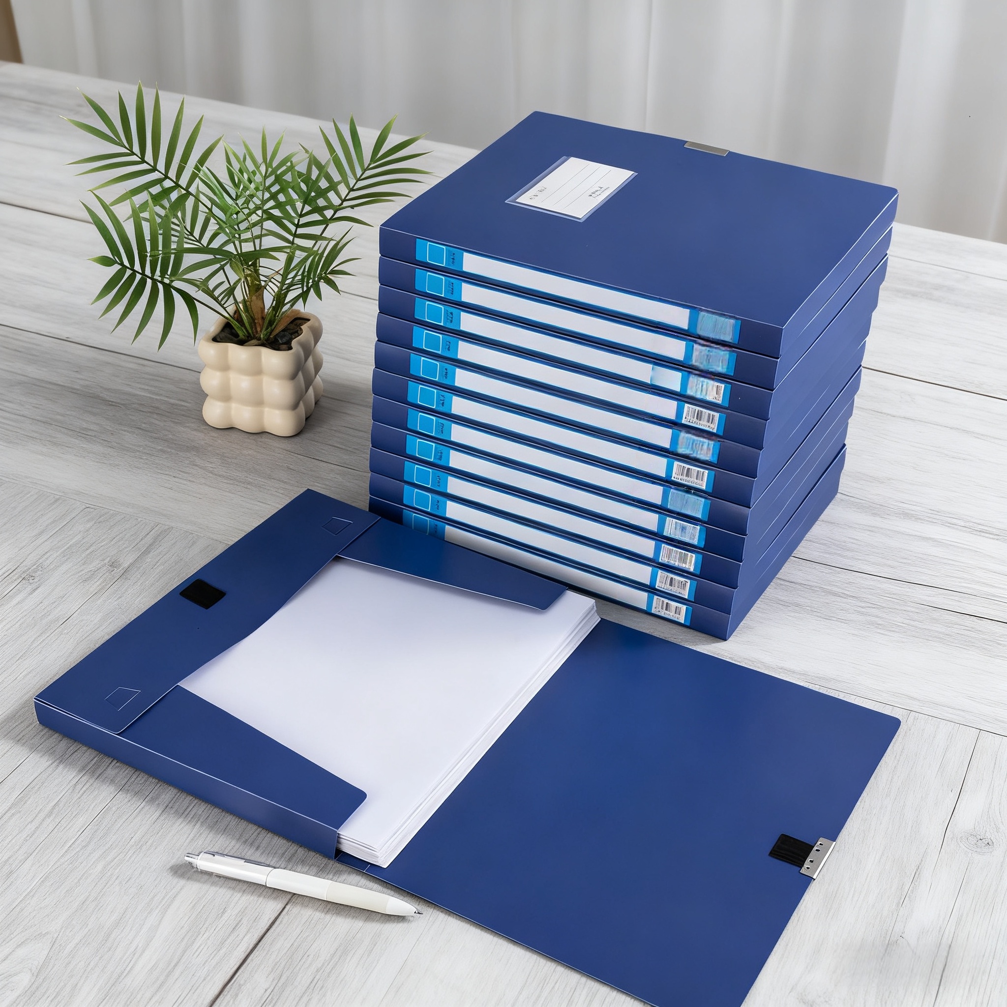 Foldable File Folder Storage Box Durable Plastic document organizer box with Adhesive Closure for Home & Office