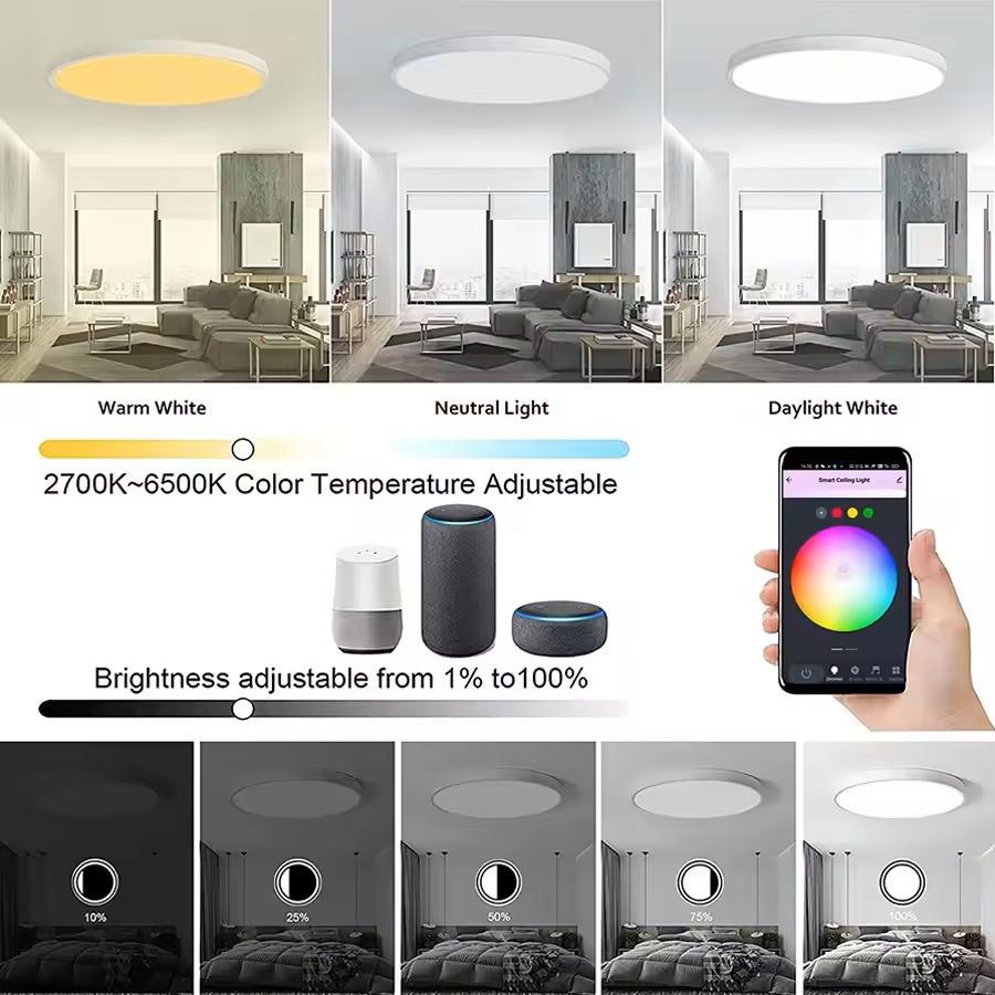 Smart WiFi RGB Ceiling Light Circular Ambient Lamp with App Control