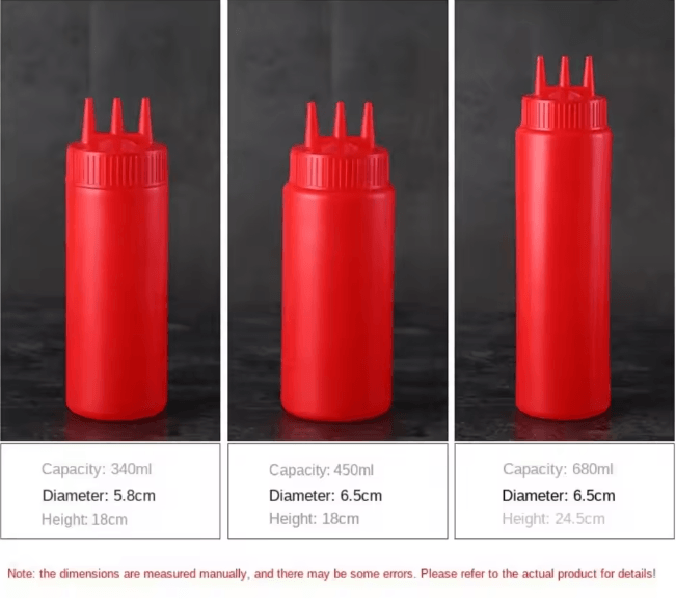 Squeezable Sauce Bottle with Nozzles