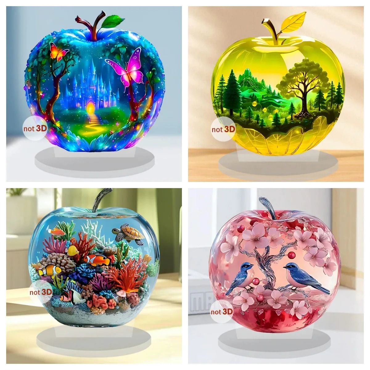 Artisan Crystal Apple Sculpture | K9 Glass Fruit Paperweight | Executive Desktop & Modern Home Sanctuary Decor