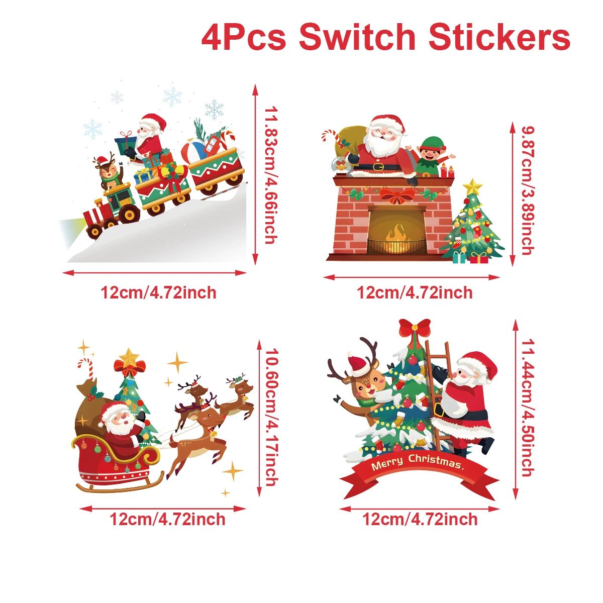 4pcs Santa Reindeer Christmas Light Switch Wall Stickers