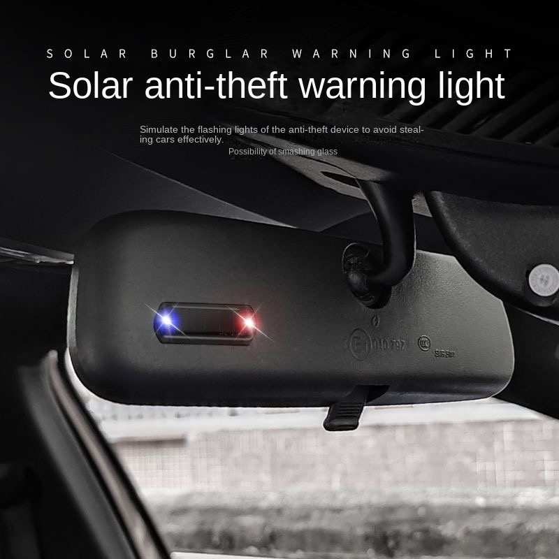 Car Mini LED Solar Power Warning Light Wireless Anti Theft Night Security Simulated Alarm Lamp