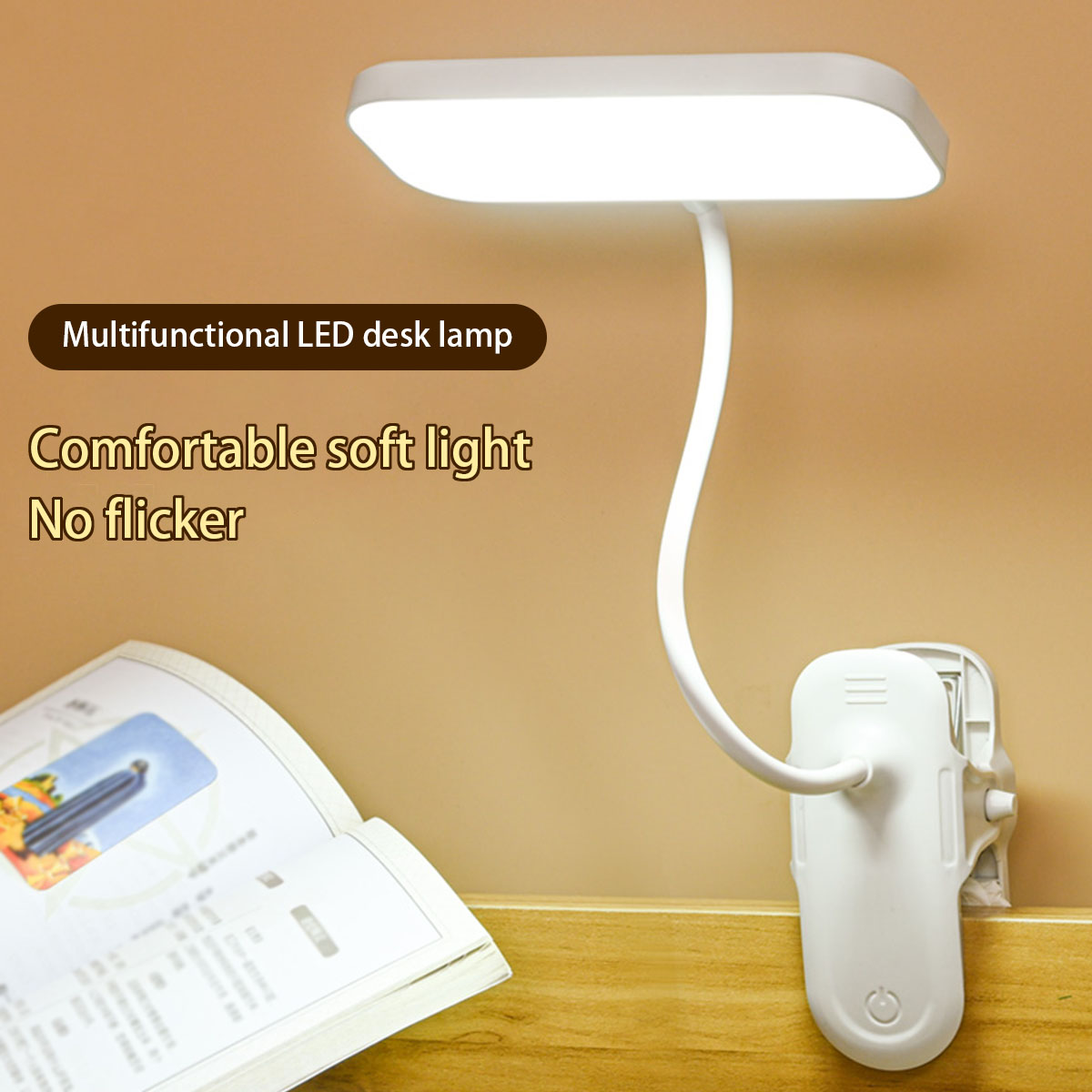 USB Rechargeable Clip-On Lamp | LED Touch Dimming Light for Reading & Office