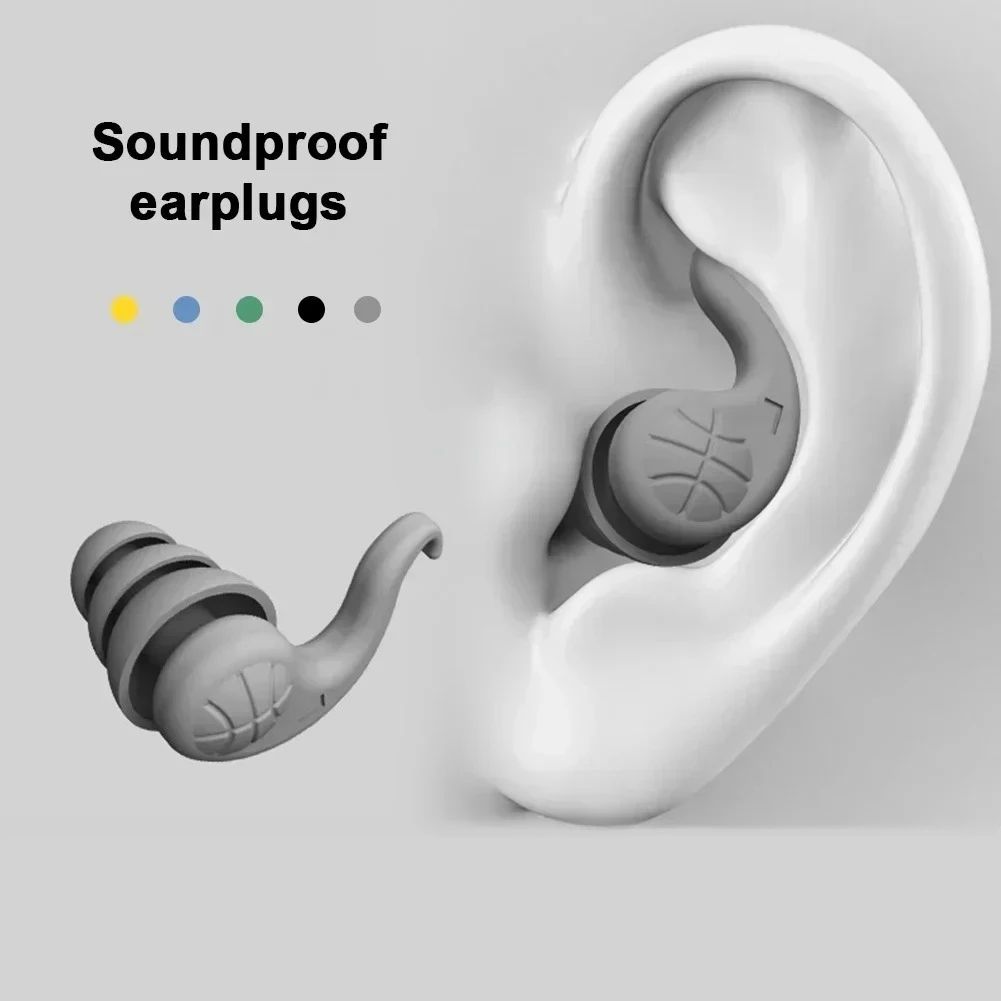 3-Layer Reusable Silicone Sleep Earplugs for Noise Reduction & Snoring - Soft Waterproof for Travel & Swimming
