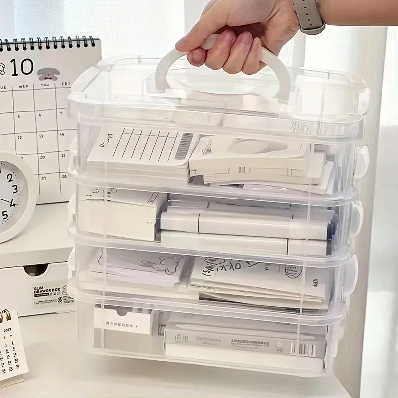 Extra Large 4 Tier Stackable Storage Box with Lid Clear Organizer for Toys and Building Blocks