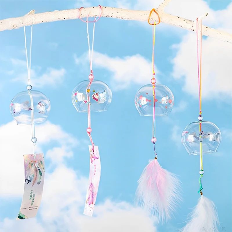 Sakura Serenity Japanese Wind Chime – Handmade Glass Furin Bell for Calm Outdoor Decor