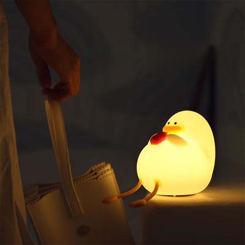 Cute Duck Silicone Night Light USB Rechargeable Kids Bedside Lamp