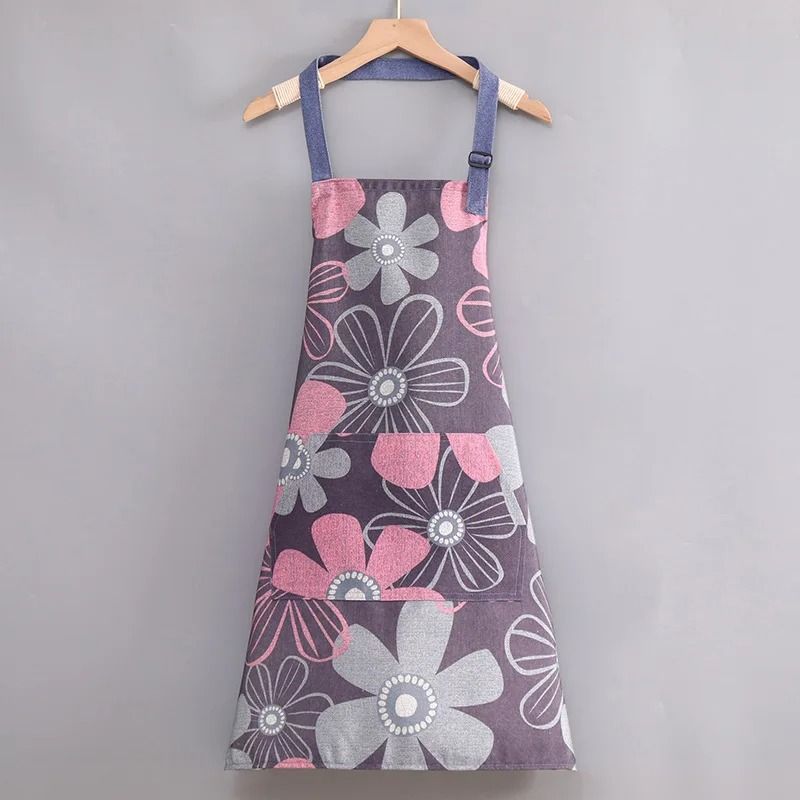 Cartoon Sunflower Kitchen Apron Adjustable Strap Sleeveless Cooking Apron With Pocket