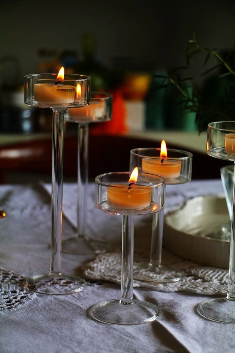 Glass Candle Holders Set