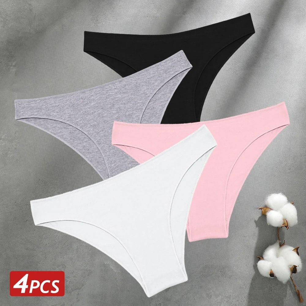 Women Seamless Cotton Panties Set Breathable Low Waist Briefs