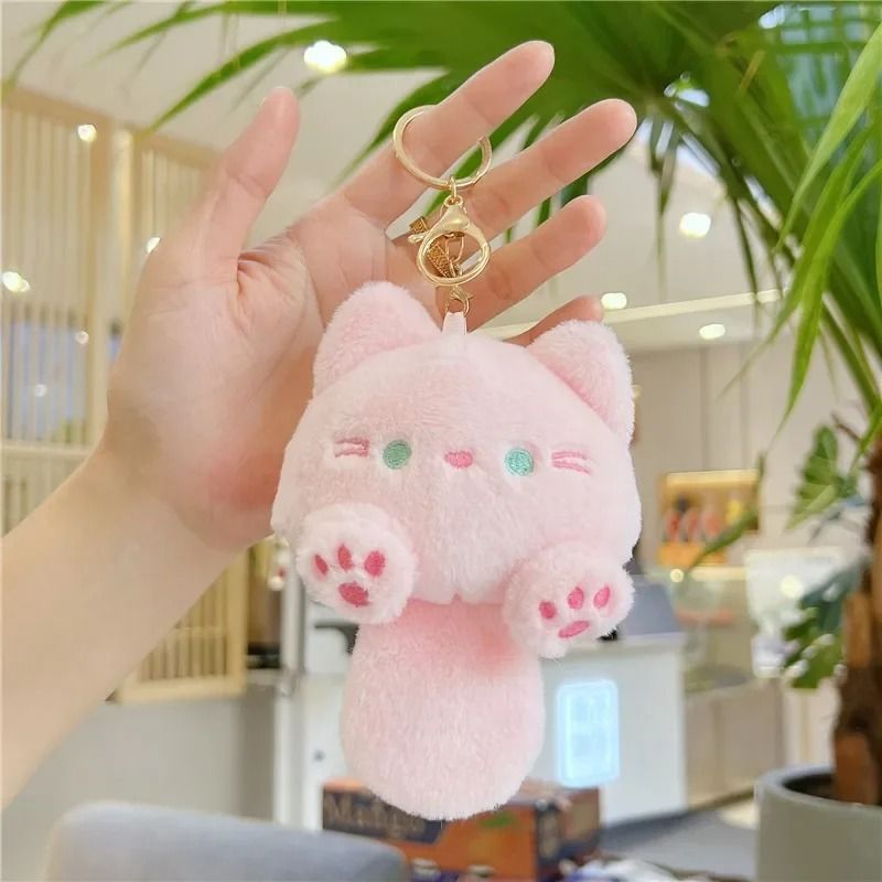 Cute Plush Cat Squeak Keychain – Kawaii Accessory & Pendant for Backpacks, Handbags & Schoolbags