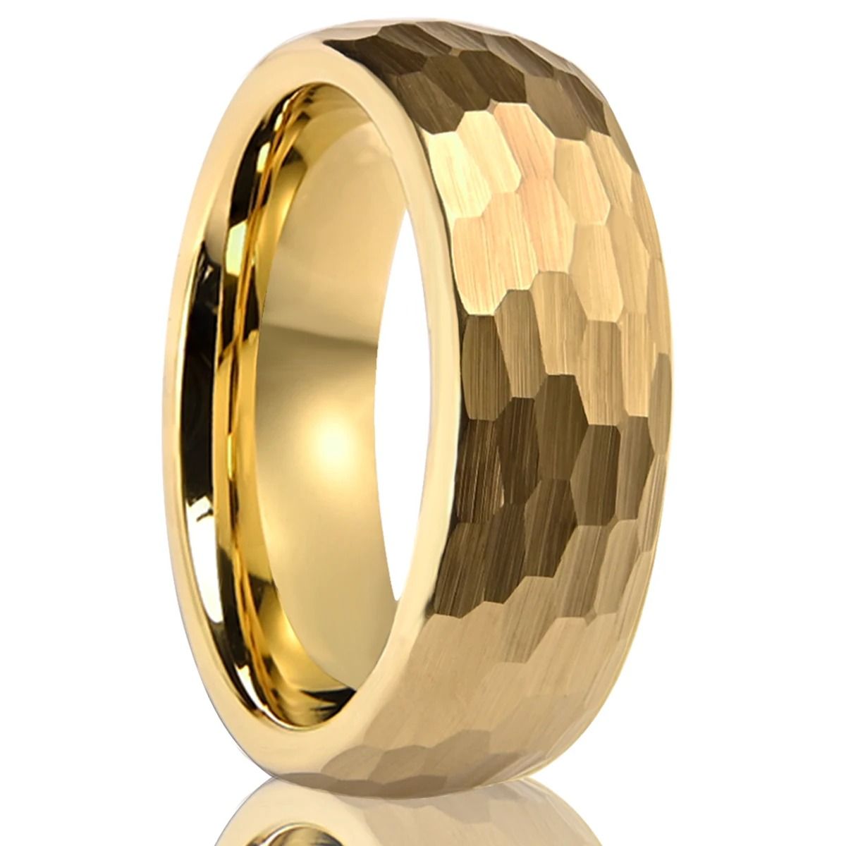 0.24in and 0.31in Gold Finish Hammered Tungsten Carbide Professional Ensemble