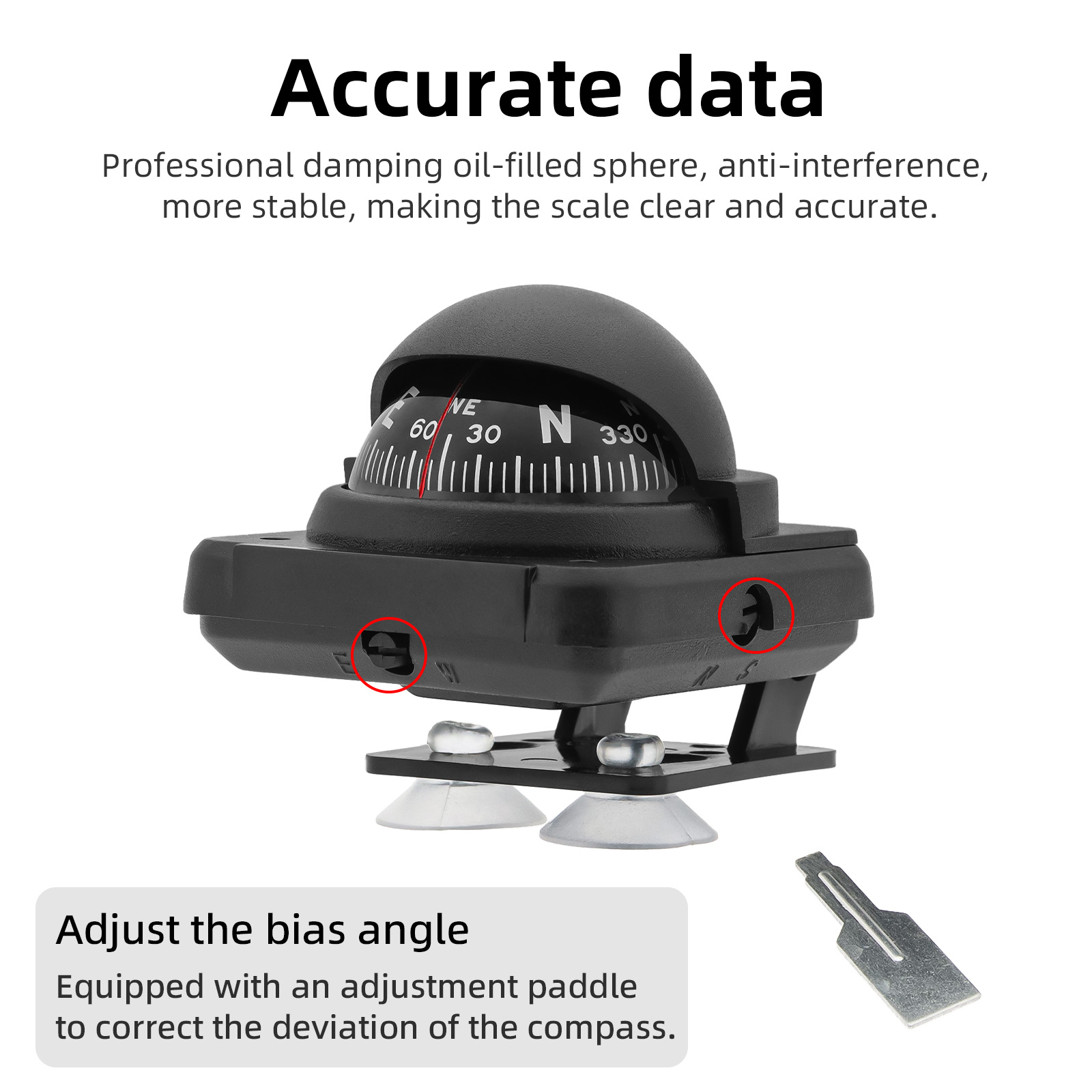 Car Compass Dashboard Mount with Suction Cup