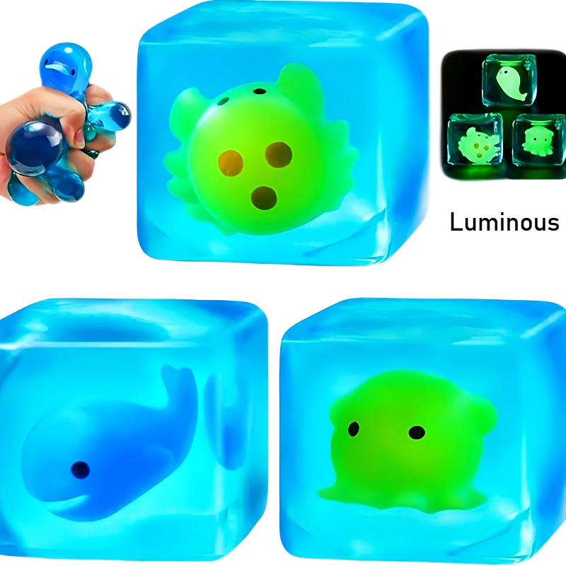 Super Soft Luminous Ice Cube Squeeze Toy Stress-Relieving Animal Fun