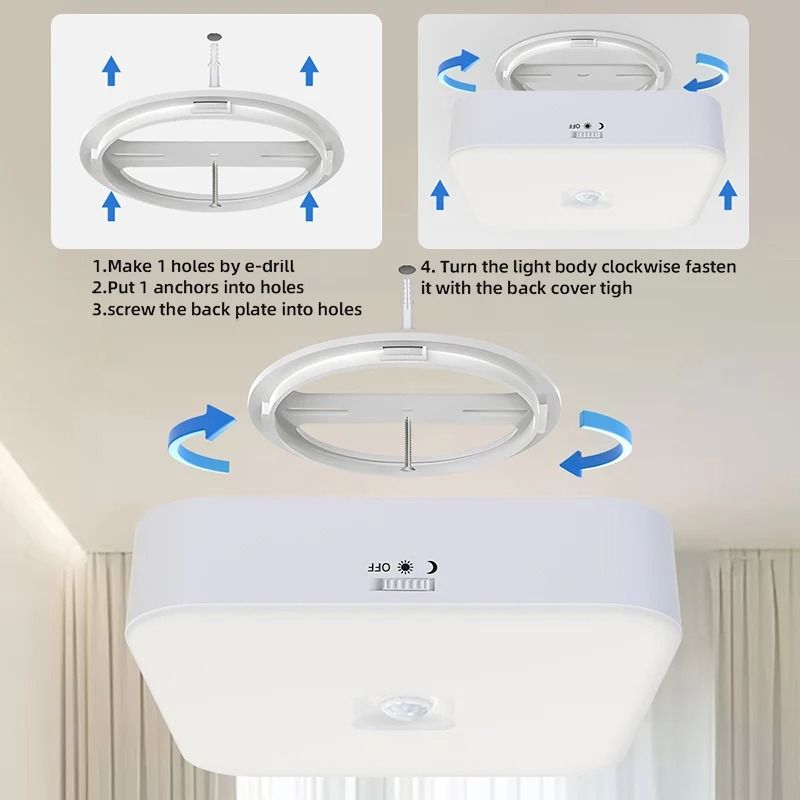 Wireless Motion Sensor Ceiling Light with Auto On Off and 100 Degree Detection for Closets and Pantries