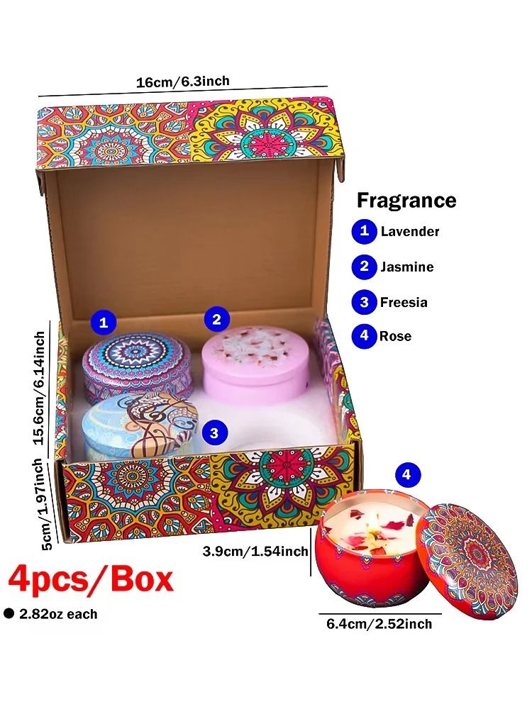 Vintage Scented Candle Gift Set Soy Wax Flower Fragrance Candle Jars for Home Decor