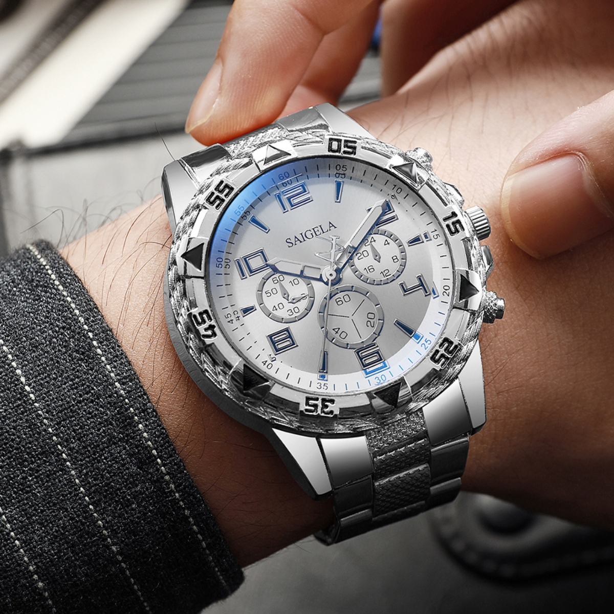 Large Dial Mens Quartz Watch Stylish Business & Casual Timepiece