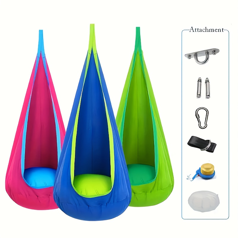 Indoor Outdoor Hanging Hammock Chair with Pillow and Pocket