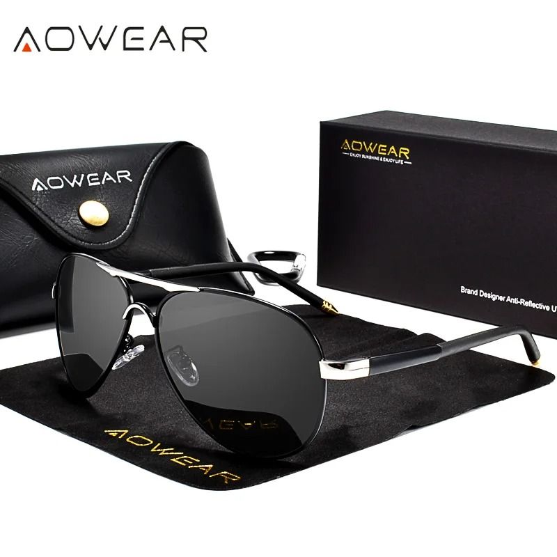 AOWEAR Mens Aviation Polarized HD Mirror Sunglasses