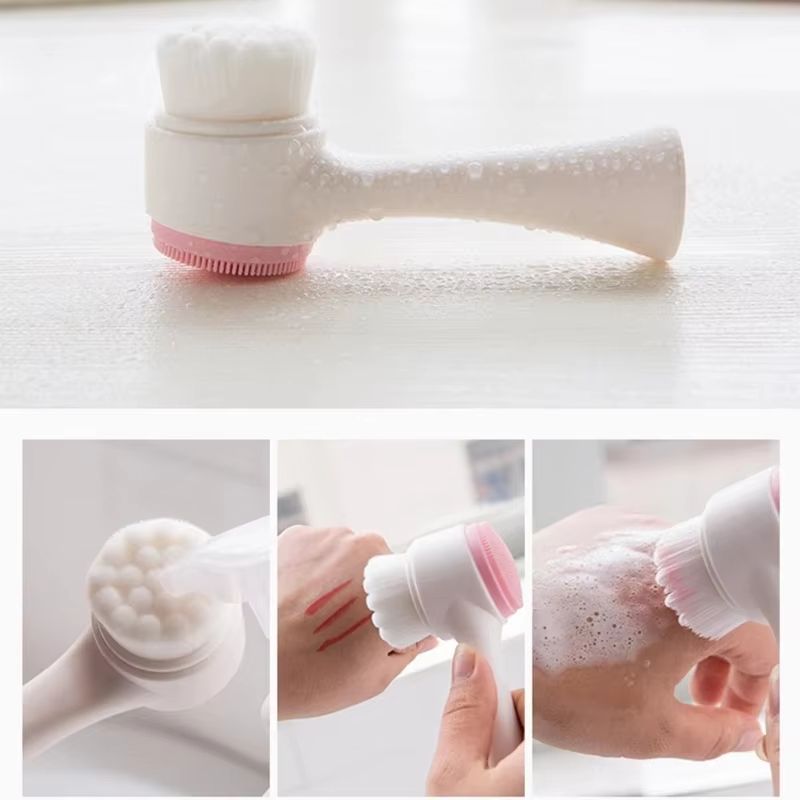 3D Double Sided Silicone Facial Cleansing Brush Deep Pore Exfoliating Face Wash Massage Tool