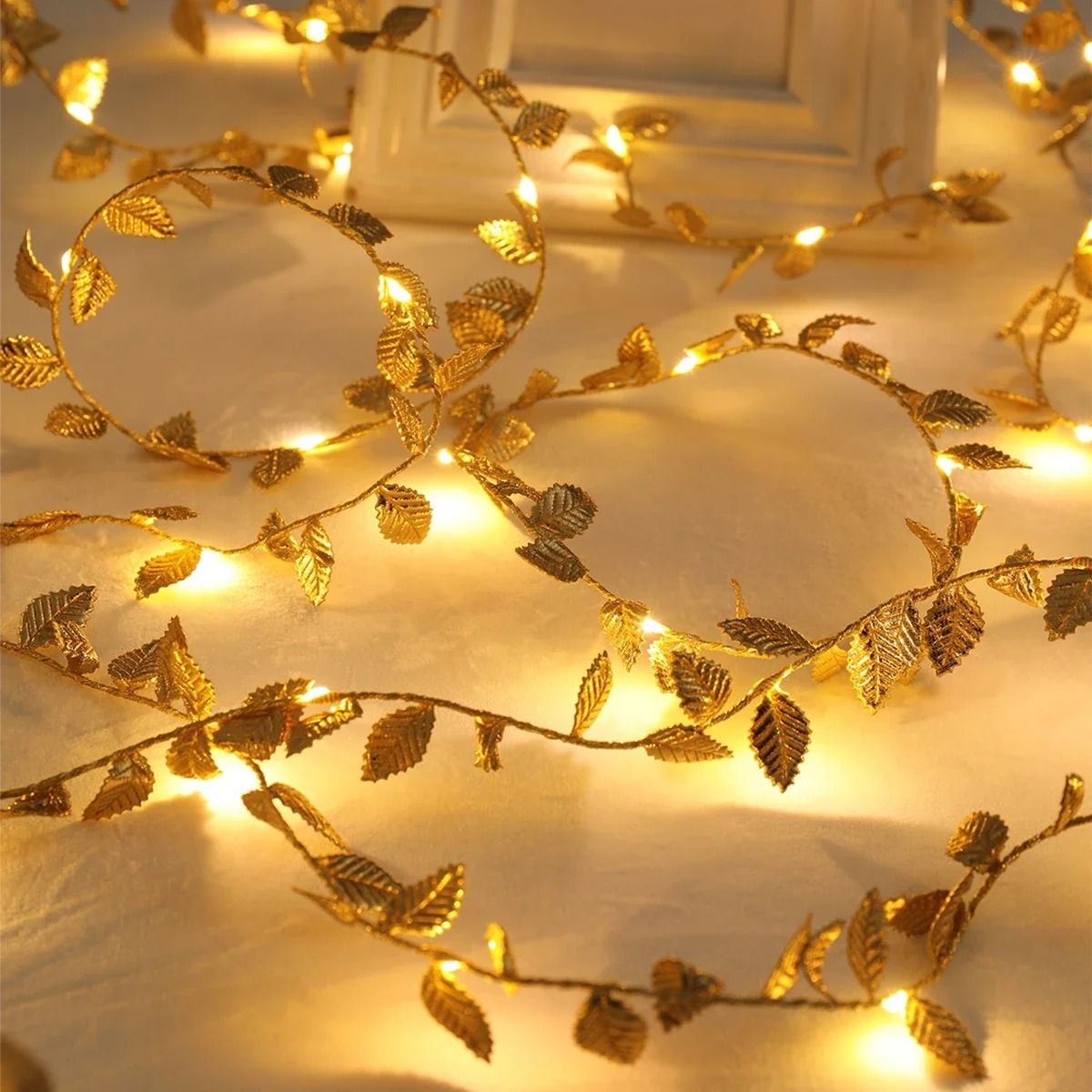 Gilded Willow Leaf Fairy String Lights