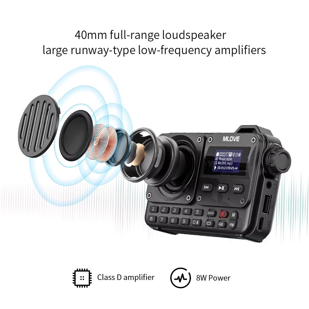 MLOVE BV800 Portable Bluetooth Speaker with FM Radio & LCD Display